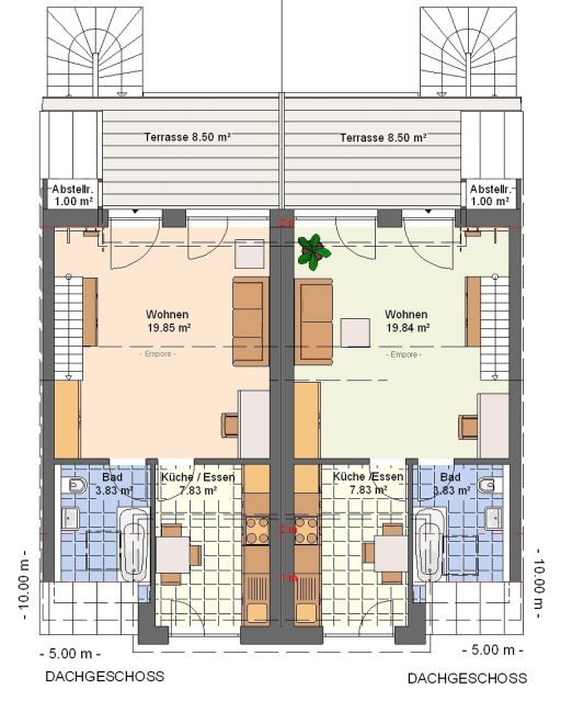Kowalski Haus Stadtreihenhaus mit Einliegerwohnung und Durchfahrt Grundriss DG
